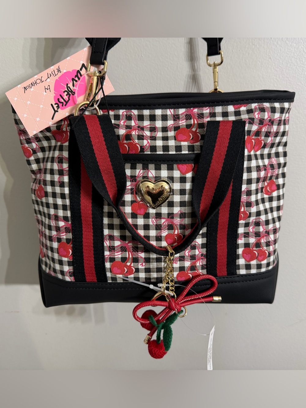 Luv Betsey by Betsey Johnson "LBaddie" Cherry Gingham Tote Bag